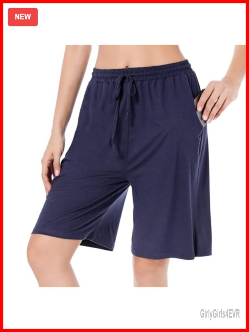 Womens Bermuda Shorts 8 Inch Inseam High Waist Athletic Yoga Shorts with Pockets